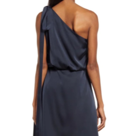 NWT AMYLYNN One Shoulder Satin Dress in Navy Blue, Size Small - Picture 3 of 16